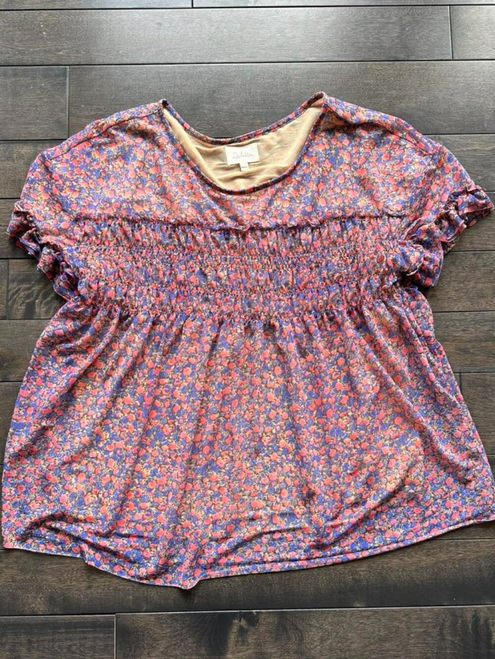 Anthropologie Deletta Floral Smocked Top